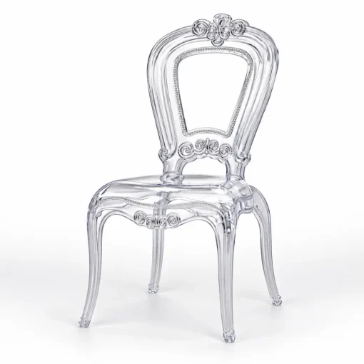 Ghế Pony Nhựa Trong Suốt trên nền trắng xám