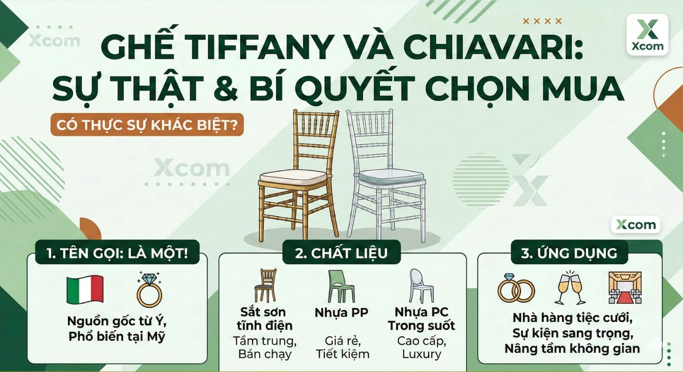 So sánh chi tiết ghế Tiffany và ghế Chiavari