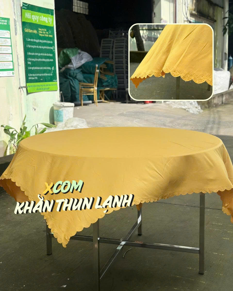 Khăn Bàn Tròn - Thun Ép Lạnh - Cắt Vuông 1m6x1m6 - Ảnh 2