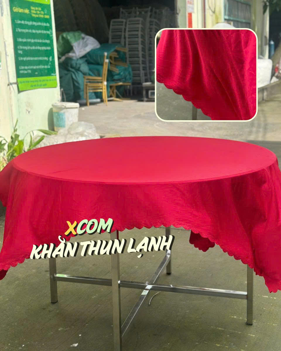 Khăn Bàn Tròn - Thun Ép Lạnh - Cắt Vuông 1m6x1m6 - Ảnh 3