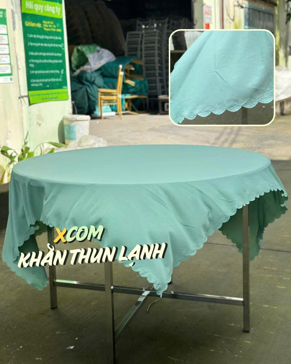 Khăn Bàn Tròn - Thun Ép Lạnh - Cắt Vuông 1m6x1m6