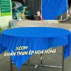 Khăn Bàn Tròn - Thun Ép Hoa Hồng Cắt Vuông 1m6x1m6