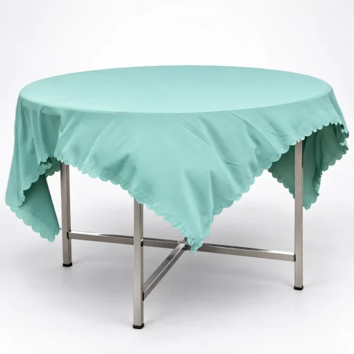 Khăn Bàn Tròn - Thun Ép Lạnh - Cắt Vuông 1m6x1m6 trên nền trắng xám