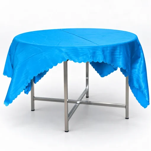 Khăn Bàn Tròn - Vải Phi Bóng Nhẹ - Cắt Vuông 1m6x1m6 trên nền trắng xám