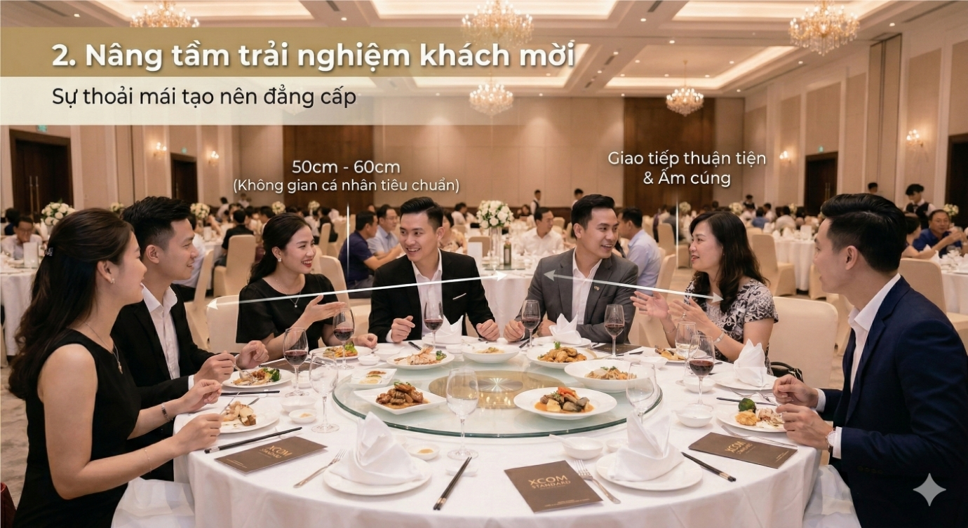 Kích Thước Bàn Tròn Tiêu Chuẩn 8 - 12 Người Cho Nhà Hàng, Tiệc Cưới