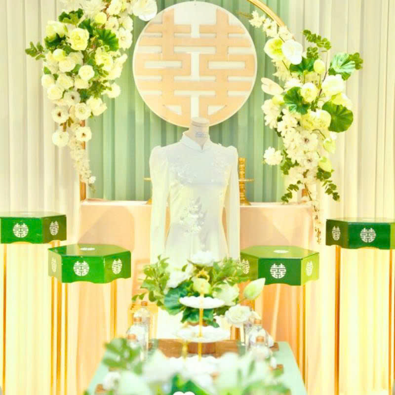 Bộ 06 Đôn Kê Mâm Quả Cưới Khung Vuông Sắt Sơn Tĩnh Điện