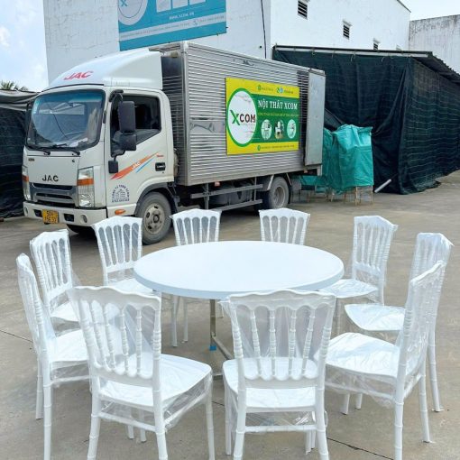 Bàn Tròn Mặt Nhựa Chân Inox Gấp Gọn (1m2, 1m4) – Bền Nhẹ, Giá Sỉ Tận Xưởng 5 - Nội thất Xcom