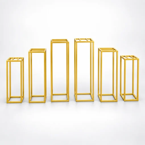 Bộ 06 Đôn Kê Mâm Quả Cưới Khung Vuông Sắt Sơn Tĩnh Điện trên nền trắng xám