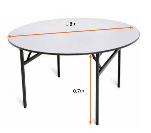 Bàn Tròn Tiệc Cưới Đường Kính 1,8m | Xcom.vn Hình quy cách bàn tròn đường kính 1,8m cao 0,7m