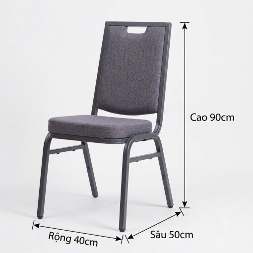 Ghế Banquet Khung Đen – Nệm Xám | Xcom.vn Kích thước Ghế Banquet cao 90cm sâu 50cm rộng 40cm