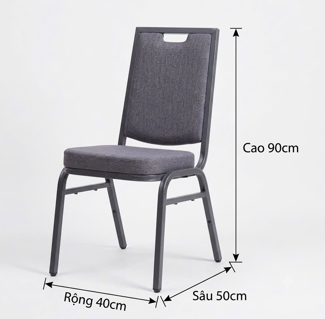 Ghế Banquet Khung Đen – Nệm Xám | Xcom.vn Kích thước Ghế Banquet cao 90cm sâu 50cm rộng 40cm
