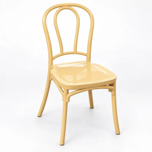 Ghế Thonet nhựa màu vàng tựa vòng cung
