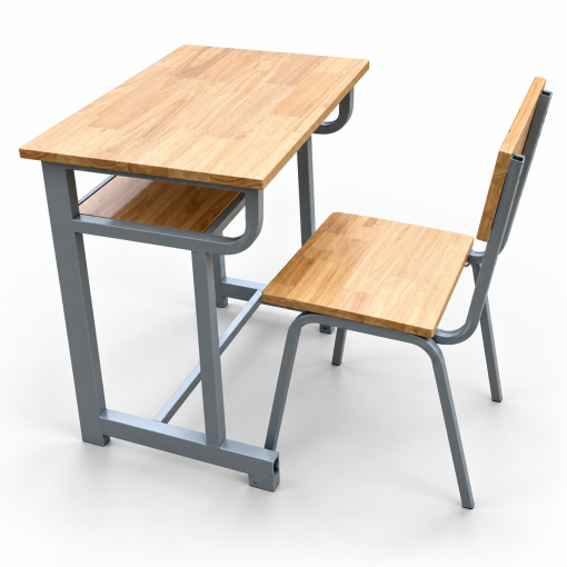 Bộ Bàn Ghế Học Sinh 01 Chỗ  – Khung Sắt Sơn Tĩnh Điện trên nền trắng xám