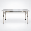 Bàn ăn công nghiệp inox bản thường trên nền sáng