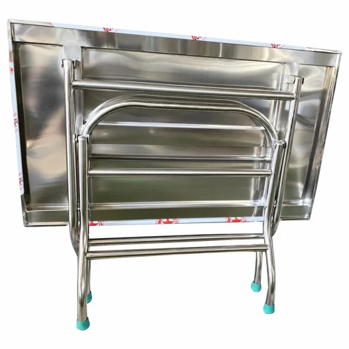 Bàn inox chữ nhật CN03 nhìn từ trên xuống, thấy mặt bàn và khung chân