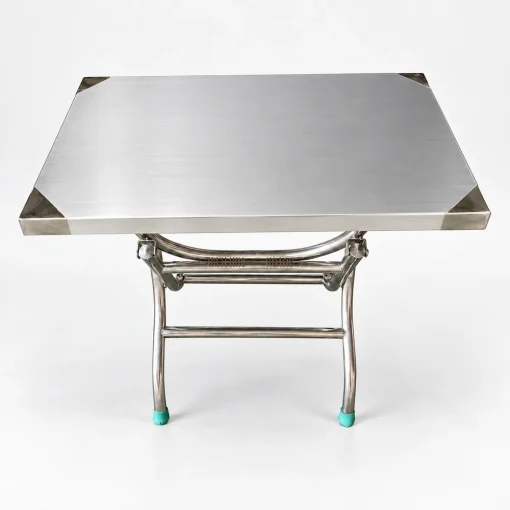 Bàn inox chữ nhật 500 x 800 mm chân cao CN01, ảnh minh họa sản phẩm nền studio