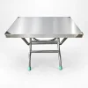 Bàn inox chữ nhật 500 x 800 mm chân lùn CN02 trên nền studio trắng xám, góc nhìn chính diện hơi cao