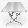 Bàn inox chữ nhật 600 x 1000 mm chân cao CN03, góc nhìn ba phần tư trên nền studio sáng