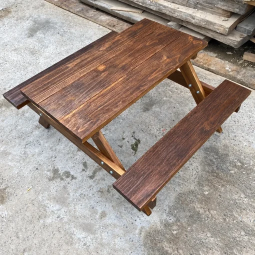 Bộ bàn ghế QN06 màu nâu nhìn từ trên cao