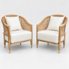 Cặp sofa Grasse gỗ Ash tựa đan mây nhựa trên nền trắng xám