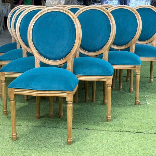 Ghế Louis gỗ cao su nệm màu theo yêu cầu | Xcom.vn Mặt sau Ghế Louis gỗ cao su tựa oval