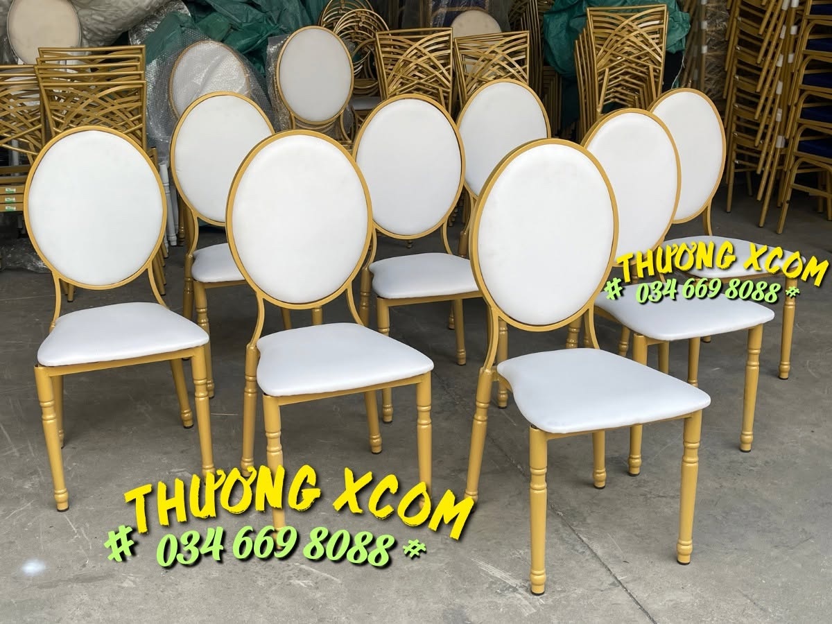 Ghế Louis V khung vàng nệm trắng tại kho Xcom
