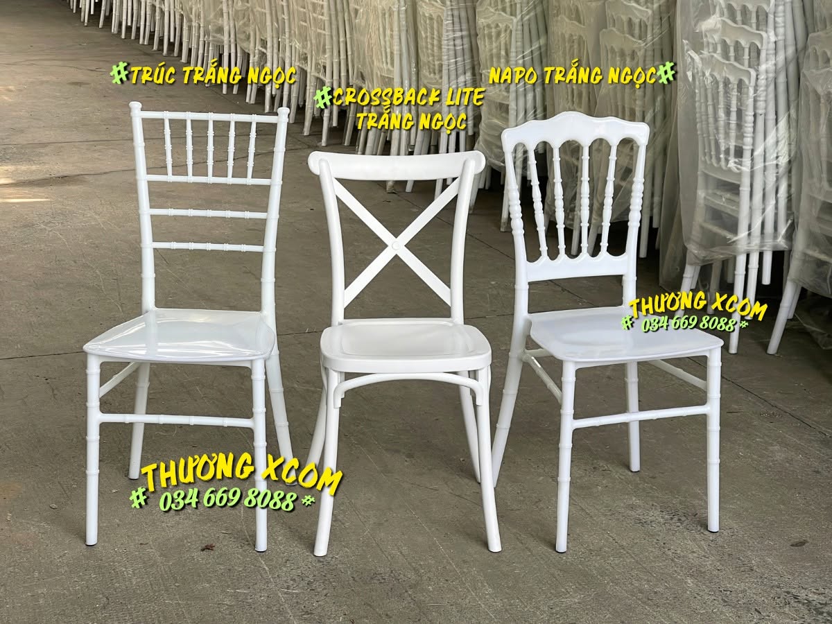 Ghế Trúc, Crossback Lite và Napoleon màu trắng ngọc sẵn kho