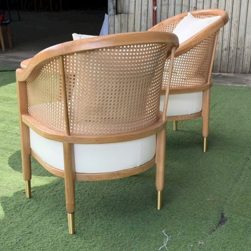 Cặp sofa Grasse gỗ Ash tựa đan mây nhựa | Xcom.vn Mặt sau đan mây nhựa của Cặp sofa Grasse