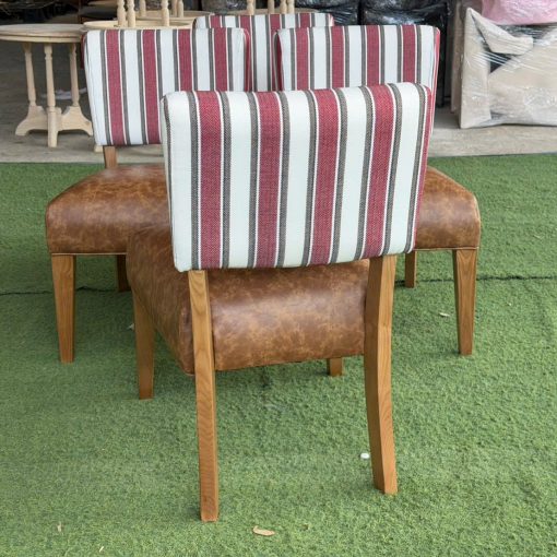 Sofa đơn Highland bọc vải sọc và simili nâu | Xcom.vn Mặt sau Sofa Highland với tựa vải sọc và chân ghế