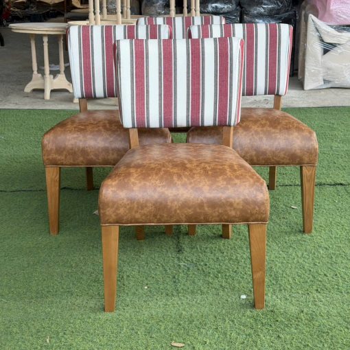 Sofa đơn Highland bọc vải sọc và simili nâu | Xcom.vn Các ghế Sofa Highland chụp từ phía trước