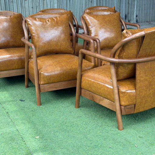 Sofa đơn Phúc Long nhìn từ sau bên phải với lưng bọc simili